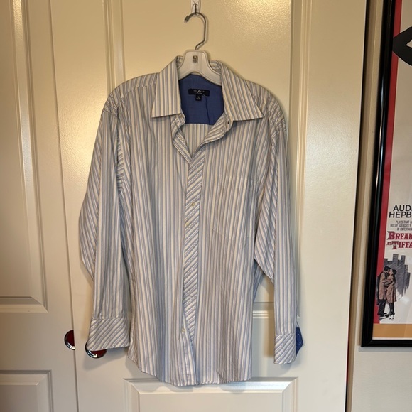 Ted Baker London Striped Dress Shirt in Blue and White - Picture 1 of 8